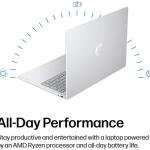 HP OmniBook 3 16-by0205dx Laptop, 16" 2K Touch Display, AMD Ryzen 5 40, 16GB RAM, 256GB SSD, AMD Radeon 610M Graphics, English Keyboard, Windows 11, Silver | D10E8UA