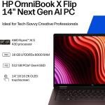 HP OmniBook X Flip 2-in-1 Copilot+ PC Laptop, 14" 2K OLED Touch Display, AMD Ryzen AI 5 430, 16GB RAM, 512GB SSD, AMD Radeon Graphics, English Keyboard, Win11, Deep Espresso | D31MHUA