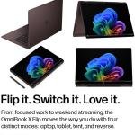HP OmniBook X Flip 2-in-1 Copilot+ PC Laptop, 14" 2K OLED Touch Display, AMD Ryzen AI 5 430, 16GB RAM, 512GB SSD, AMD Radeon Graphics, English Keyboard, Win11, Deep Espresso | D31MHUA