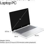 HP OmniBook 5 Flip Laptop, 14" 2K IPS Touch Display, Intel Core 7 Series 1 Processor, 16GB RAM, 512GB SSD, Intel Graphics, English keyboard, Windows 11 Home, Glacier Silver | B86Q7UA#ABA